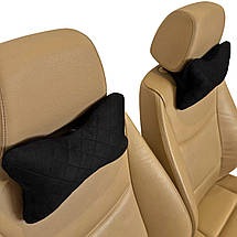 Автомобільні подушки на підголівник з алькантари (Еко-замша) Подушки в салон автомобіля Чорні 2 шт, фото 4