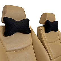 Автомобільні подушки на підголівник з алькантари (Еко-замша) Подушки в салон автомобіля Чорні 2 шт, фото 3