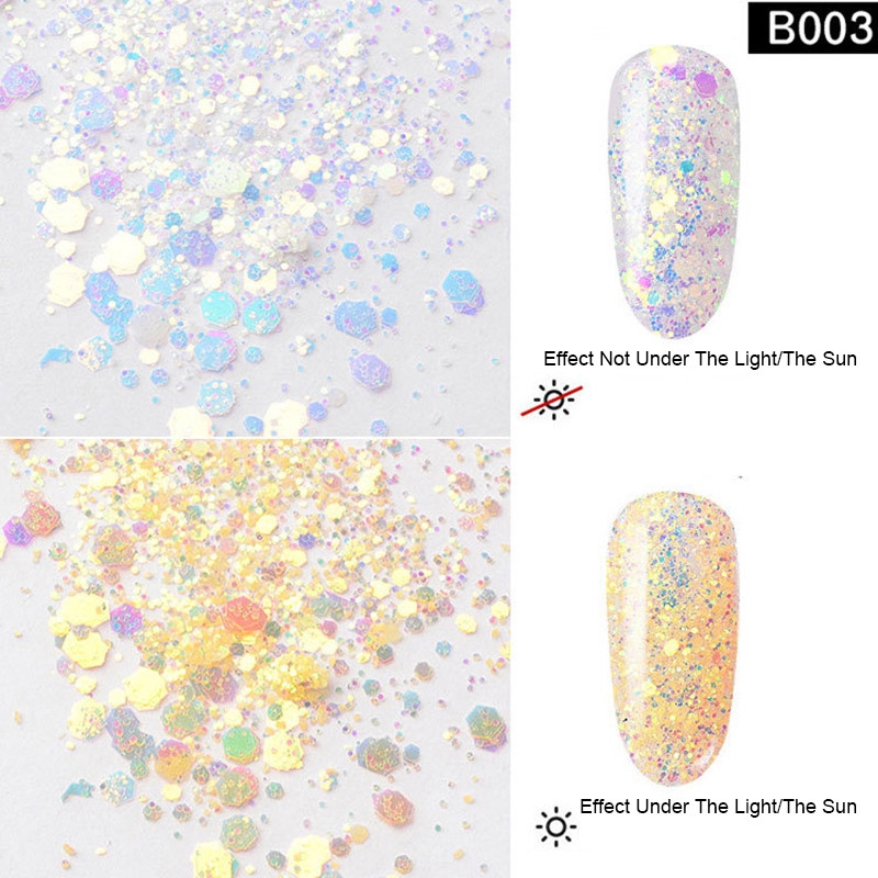 Блискітки для Дизайну Нігтів Фотохромні, Мікс, Золотий, близько 1г/баночка, фото 1