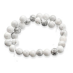 Намистини Натуральний Говліт Круглі, Білий, 5.5-6мм, Отвір 1мм, близько 30шт/19см/нитка