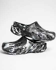 Чоловічі крокси сабо Crocs Marbled Clog 206935-066 Black White чорні з білим