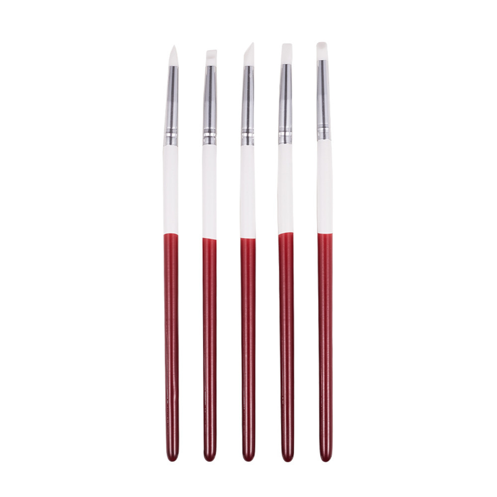 Пензлі Силіконові для Акрилового Дизайну та Моделювання, Набір, 187~191х7мм, Цегляний, 5шт/набір, фото 1