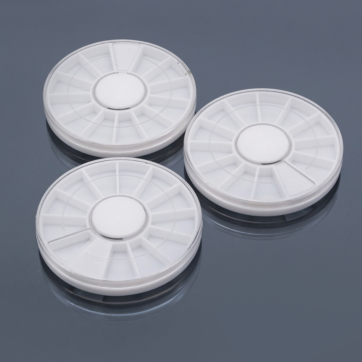 Контейнер-Карусель для Страз і Декору, Круглий, 12 Осередків, Білий, 6х1см, 3 шт, фото 1