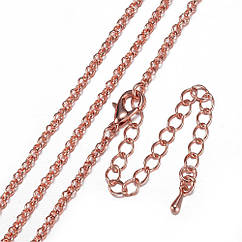 Ланцюг Залізний для Намист, Готова Основа із Застібкою, Рожеве Золото, 80-85см, Ширина 2.5мм, 1 шт