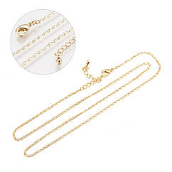 Намисто Ланцюжок, Латунь, Застібка Карабін-Лобстер, Стійке Покриття Золото 18К, Довжина 45см, Ланка: 4x1мм