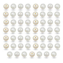 Перли Намистини Акрилові, Глянцеві, Круглі Рифлені, Мікс, Білий/Слонова Кістка, 10мм, 50шт/25г