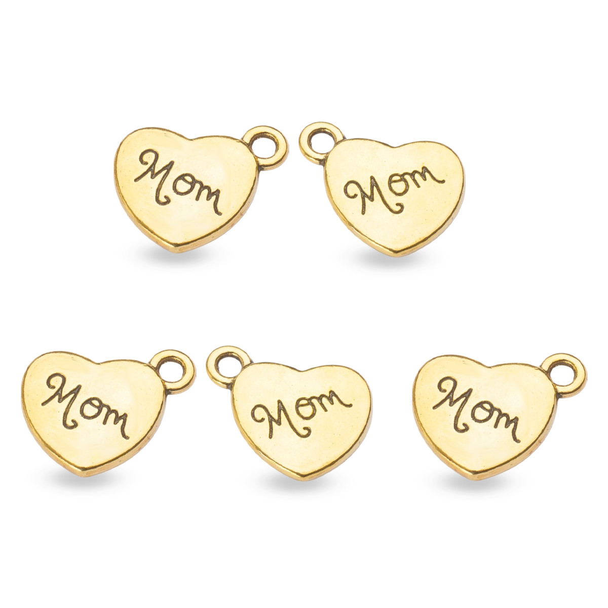 Кулон Серце Метал, Античне Золото, 15x13x3мм, Отвір 3мм, 5 шт, фото 1