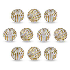 Намистини Акрилові "Мілан" Круглі, з Малюнком Металік Золото, Безбарвний, 16мм, Отвір 2мм, 10 шт