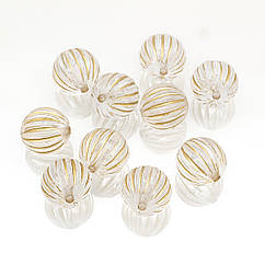 Намистини Акрилові "Мілан" Круглі, з Малюнком Металік Золото, Безбарвний, 14мм, Отвір 2мм, 10 шт