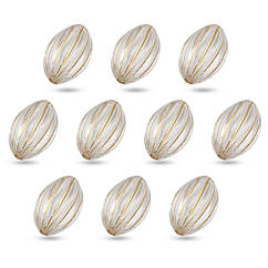 Намистини Акрилові "Мілан" Овальні, з Малюнком Металік Золото, Безбарвний, 18x11x12мм, Отвір 2мм, 10 шт