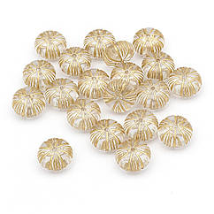 Намистини Акрилові "Мілан", з Малюнком Металік Золото, Рондель, Безбарвний, 12x7мм, Отвір 1мм, 20 шт