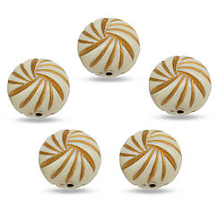 Намистини Акрилові "Париж" Круглі Плоскі, з Малюнком Металік Золото, Слонова кістка, 23x16мм, 5 шт