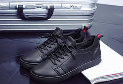 Напівчеревики чоловічі зі шнурками весна-осінь чорний designer leafers Black, Київ