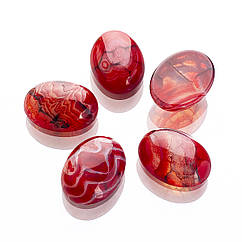 Кабошони Натуральний Агат Вени Дракона, Пофарбовані, Овальні, Цегляний, 20x15x6.5мм, 5 шт