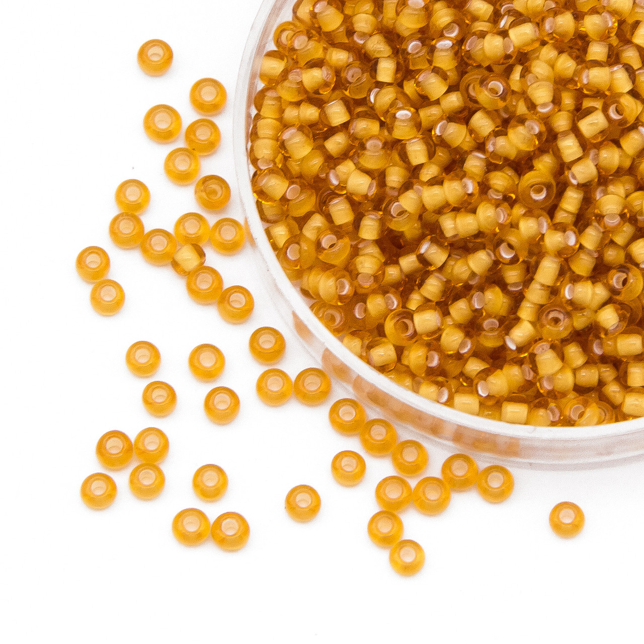 Бісер 15056 Чеський Preciosa 10/0, Прозорий Забарвлення з Середини CTC, Помаранчевий, Круглий, 50 г, фото 1