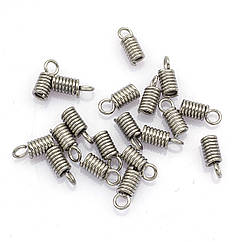 Концевики-Пружинки для Шнура, Нержавіюча Сталь, 8х3мм, Отвір 2мм, 20 шт