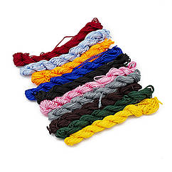 Набір Шнур Нейлоновий для Плетіння Макраме, Мікс, 2мм, близько 12м/зв'язка, 10 зв'язок/набір