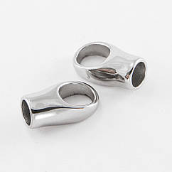 Концевики для Шнура, Нержавіюча Сталь, 19х10х8мм, Внутрішній Діаметр 6мм, Отвір 7х9мм, 2 шт