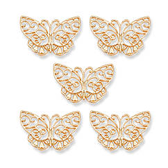 Конектор Філігранний Метелик Біжутерний сплав, Світле Золото, 26х37х1.5мм, 5 шт