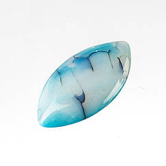 Кабошони Натуральний Агат Вени Дракона, Кінське Око, Пофарбовані, волошковий, 38~40x19~20x6~7мм, 1 шт