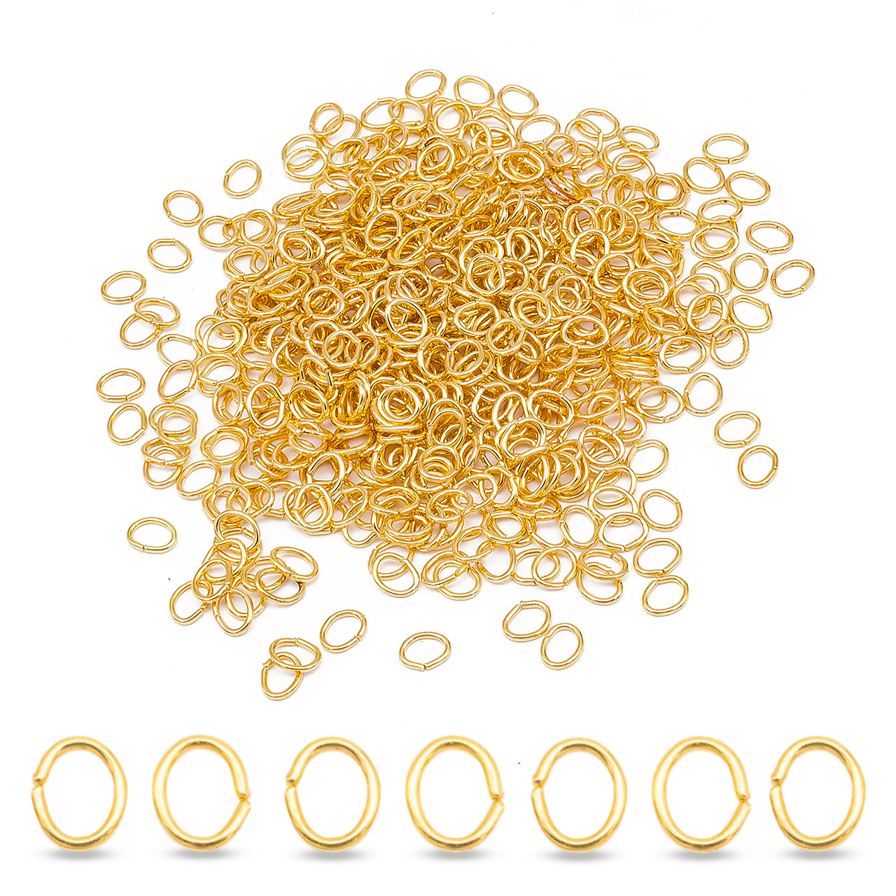 Колечка Одинарні Відкриті Залізні Овальні, Позолота 14К, 5.5x4.3x0.7мм, близько 1140шт/50г, фото 1