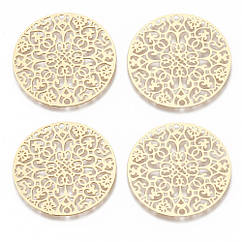 Конектор Філігранний Гравірований Нержавіюча Сталь, Світле Золото, 30х0.3мм, Отвір 1.6мм, 4 шт