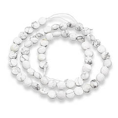 Намистини Натуральний Говліт, Грановані, Круглі-плоскі, 6~7x4~4.5мм, Отвір 1мм, близько 61~64шт/38см/нитка