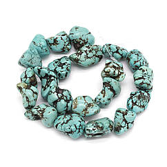 Намистини Натуральний Говліт, на Нитках, Самородок, Бірюзовий, 10~22x10~15x5~10мм, 15шт/23см/нитка