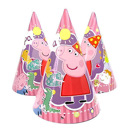 Ковпаки святкові паперові | Свинка Пеппа з Діно, фото 1