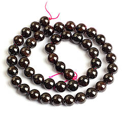 Намистини Натуральний Гранат Круглі, 8мм, Отвір 1мм, близько 46шт/36см/нитка