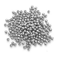 Намистини Акрил Лаковані, Матові, Круглі, Срібло, 6мм, Отвір 1.5мм, близько 210шт/25г