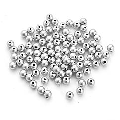 Намистини Акрил Лаковані, Матові, Круглі, Срібло, 8мм, Отвір 2мм, близько 90шт/25г