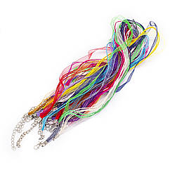 Набір Основа для Намиста Бавовняний Вощений Шнур 1мм і Стрічка Органза 7мм, 45см, 12шт/набір