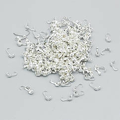 Калоти Залізо, Затискачі-концевики, Срібло, 9х3мм, Внутрішній Діаметр 3мм, Отвір 1.5мм, близько 200шт/20г