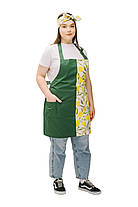 Кухонний комплект “Лимон” — фартух з нагрудником і двостороння солоха з тканин DUCK та Грета, тефлонове просочення, фото 4