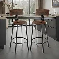 2 барні стільці Poole з дерева в індустріальному стилі, колір темне дерево