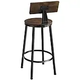 2 барні стільці Poole з дерева в індустріальному стилі, колір темне дерево, фото 6