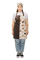 Кухонний комплект “Кава” — фартух з нагрудником і двостороння солоха з тканин DUCK та Грета, тефлонове просочення, фото 3