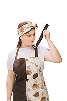 Кухонний комплект “Кава” — фартух з нагрудником і двостороння солоха з тканин DUCK та Грета, тефлонове просочення, фото 4