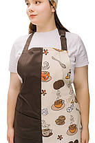 Кухонний комплект “Кава” — фартух з нагрудником і двостороння солоха з тканин DUCK та Грета, тефлонове просочення, фото 5