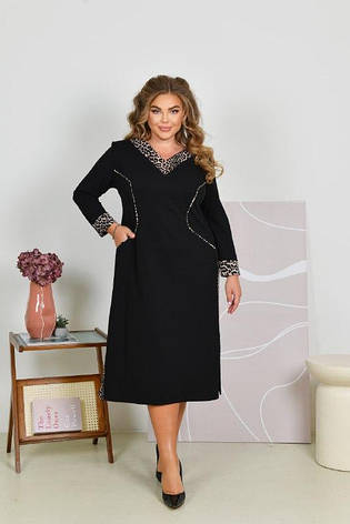 Сукня на кожен день у великому розмірі з леопардовою обробкою, фото 1