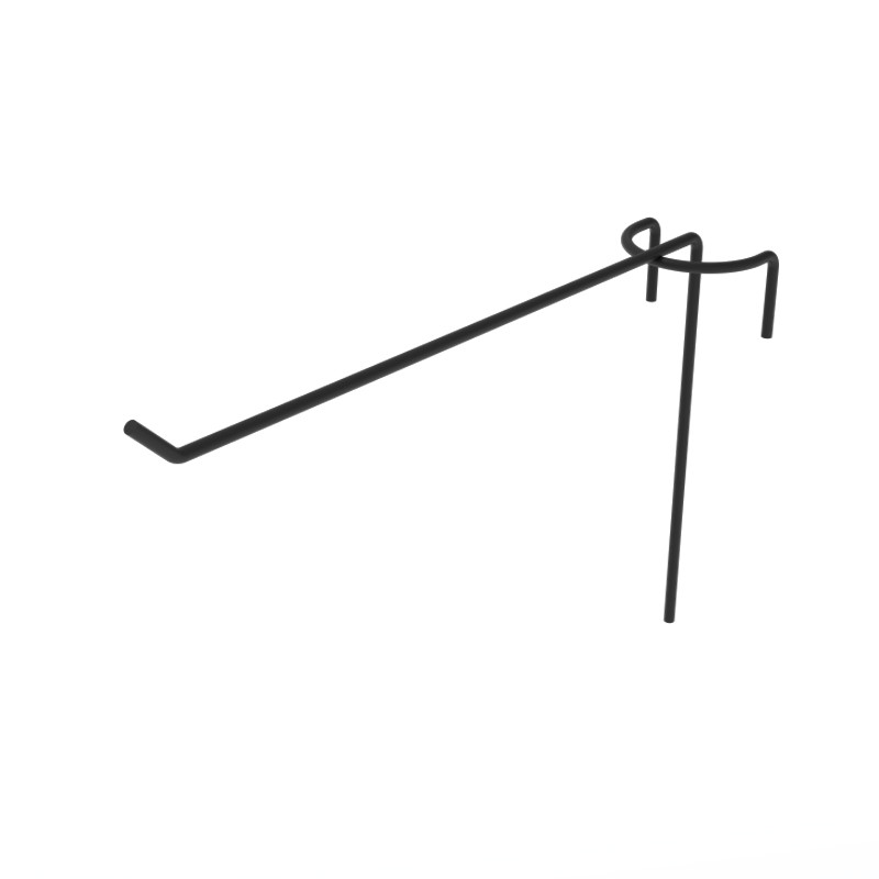 Гачок одинарний на торгову сітку 150 мм D3 мм, чорний