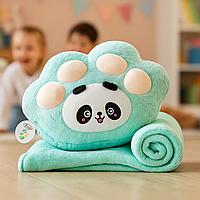 М'яка іграшка-подушка з пледом усередині Панда 120×160 (см) іграшка плед з муфтою 3 в 1 дитячий плед М'ятний
