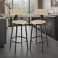 2 барні стільці Poole з дерева в індустріальному стилі, колір світле дерево Сонома