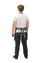 Фартух з нагрудником для кухаря бариста флориста офіціанта з натуральної тканини сірий, фото 2