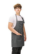 Фартух з нагрудником для кухаря бариста флориста офіціанта з натуральної тканини сірий, фото 5