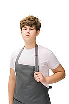 Фартух з нагрудником для кухаря бариста флориста офіціанта з натуральної тканини сірий, фото 3