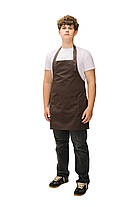 Фартух з нагрудником для кухаря бариста флориста офіціанта з натуральної тканини коричневий, фото 2