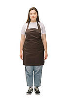 Фартух з нагрудником для кухаря бариста флориста офіціанта з натуральної тканини коричневий, фото 5