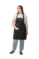 Фартух з нагрудником для кухаря бариста флориста офіціанта з натуральної тканин чорний, фото 3